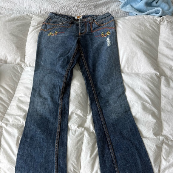 Antik Denim Denim - Antik Denim Dark Blue Jeans with Bold Orange Accents 1960, 1970 style